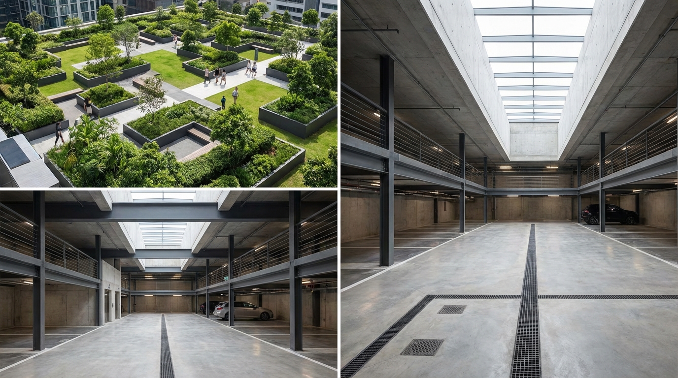 Copertina: Impermeabilizzazione box auto sotterranei e giardini pensili: come prevenire infiltrazioni dal corsello